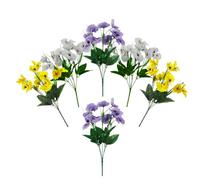 DODXIAOBEUL 6 paquetes de flores artificiales de seda de 13.7 pulgadas, flores de pensamiento sintético, resistentes a los rayos UV, plantas de plástico para el hogar, boda, jardín, porche, centros de