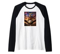 Doe on Bald Eagle - Gafas de Bandera Estadounidense con Ciervo Femenino Camiseta Manga Raglan