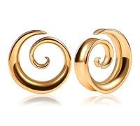 DOEARKO 2 dilatadores redondos de acero inoxidable 316 en espiral, dilatadores para lóbulo de oreja, joyería corporal, 16mm(5/8"), Acero inoxidable, Acero inoxidable