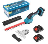 DoeDoefong Cortasetos Inalámbrico 21V Tijeras Cortacésped y Arreglasetos, Tijeras de podar eléctricas 2 en 1, Cortasetos a Batería 1,5 Ah, 2 Cuchillas, Ancho de Corte 150 mm, Largo de Corte 310 mm