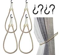 Doengdfo Juego de 4 alzapaños de cortina con 4 de metal para cortinas, color beige