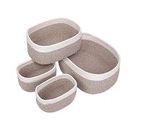 Doengdfo Juego de 4 cestas de almacenamiento cuadradas de cuerda de algodón para escritorio, cesta de almacenamiento grande