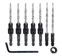 Doengdfo Juego de brocas avellanadas de 5 piezas con 2 piezas de repuesto, brocas cónicas, apto para taladrar agujeros piloto