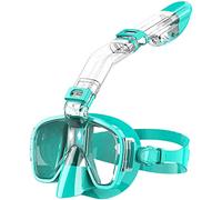 Doengdfo Máscara de snorkel, juego de máscaras de buceo plegables con superior seco y soporte para cámara, equipo anti esnórquel, verde