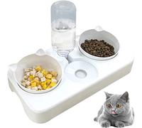doepeBAE Cuen Comedero Perros Gatti Mascotas 3in1 Automatica Gato con Bebedero Automatici Inclinación Comedero Tazón Alimentación Gatos Perros para Gatos Cachorros(Blanco)