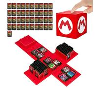 doepeBAE Estuche de Juegos para Nintendo Switch, Capacidad Extra Grande Switch Funda de Juegos, 41 Ranuras Switch Estuche Tarjetas, Pulse para Desplegar Switch Porta Cartuchos (Rojo M)
