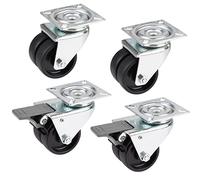 Dörner + Helmer 450106 - Juego de ruedas dobles (4 ruedas, 2 ruedas con freno de estacionamiento, ruedas de plástico, capacidad de carga 80 kg por rollo)