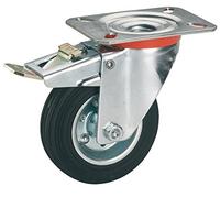 Dörner + Helmer 712152 Completo de bloqueo de goma Rodamiento de Rueda Giratoria Con Rollo de 100 x 30 mm/Placa 100 X 85 mm
