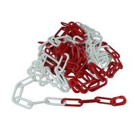 Dörner + Helmer Cadena de bloqueo, 6 mm de grosor, 5 m de longitud, plástico de polietileno, bolsa de polietileno, eslabones largos, rojo/blanco