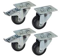 Dörner + Helmer Dörner & Helmer Transport 450465 - Ruedas para ruedas (4 unidades, 2 unidades, con freno, con rodamientos de bolas + protección de rosca, capacidad de carga de 420 kg, ruedas de metal