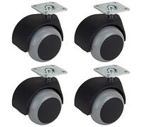 Dörner + Helmer Juego de 4 ruedas dobles para muebles, 50 mm, con rueda de TPE y placa, capacidad de carga de 120 kg/set
