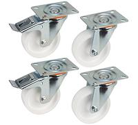 Dörner + Helmer Juego de 4 ruedas giratorias de 100 mm de polipropileno, placa de 100 x 85 mm, mezcla de rodillos, capacidad de carga de 450 kg/set