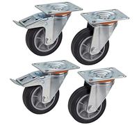 Dörner + Helmer Juego de 4 ruedas giratorias de 100 mm TPE, placa de 100 x 85 mm, mezcla de rodillos, capacidad de carga de 210 kg/set