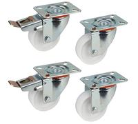 Dörner + Helmer Juego de 4 ruedas giratorias de 80 mm de polipropileno, placa de 100 x 85 mm, mezcla de rodillos, capacidad de carga de 300 kg/set