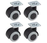Dörner + Helmer Juego de 4 ruedas para parqué, 40 mm x 50 mm, capacidad de carga de 90 kg, placa de 38 mm x 38 mm, plástico