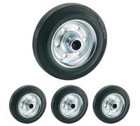 Dörner + Helmer Rueda de Goma, Negro, 180 mm, con Llanta de Acero (Paquete de 4)