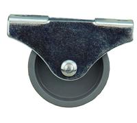 Dörner + Helmer Rueda fija para muebles, 15 mm x 14 mm, capacidad de carga de 20 kg, pequeña, rueda de plástico, fijación direccional, acero galvanizado