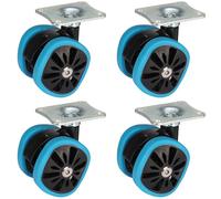 Dörner + Helmer Ruedas giratorias de diseño, juego de 4 unidades, 58 mm x 10,5 mm, capacidad de carga de 280 kg, placa de 70 mm x 58 mm, color azul