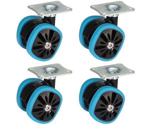 Dörner + Helmer Ruedas giratorias de diseño, juego de 4 unidades, 58 mm x 10,5 mm, capacidad de carga de 280 kg, placa de 70 mm x 58 mm, color azul