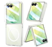 Doeshine Funda para Samsung Galaxy Z Flip con Mag-Safe, [Protector de pantalla] Cristal Claro Duro PC Shell Antiarañazos, Resistente a Golpes (Transparente)