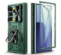 Doeshine Funda para Samsung Z Fold 7, Anillo de 360 °, Cubierta de Cámara, Protector de Pantalla de Vidrio Templado, Protección de Bisagra Magnética, Cover para Galaxy Z Fold 7 (Verde)