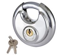 DOETYD Candado de disco de acero inoxidable de 70 mm para exteriores con grillete de 9,5 mm, cerraduras resistentes a la intemperie para almacén, contenedor, garaje, puerta, cobertizo, cerca, candado