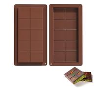 DOETYD Moldes de chocolate, molde de barra de silicona, moldes de caramelo profundo, 10 cavidades reutilizables para chocolate y pasteles, 2 unidades