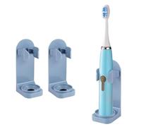 DOETYD Paquete de 2 soportes para cepillos de dientes eléctricos, montaje en pared, con adhesivo de plástico, soporte para cepillo de dientes eléctrico para baño, pared, color azul