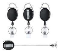 DOETYD Paquete de 3 llaveros retráctiles con cordón extensible para cinturón, llavero para llave, tarjeta de crédito, tarjeta de identificación
