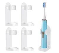DOETYD Paquete de 4 soportes para cepillos de dientes eléctricos, montaje en pared, con adhesivo de plástico, soporte para cepillo de dientes eléctrico para pared de baño, color blanco
