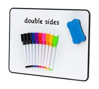 DOEWORKS Pizarra Magnética 30 x 21 cm, Pequeña Pizarras Blancas de Doble Cara, Pizarra Blanca Portátil para Hogar Escuela Oficina, Negra 1 Pieza