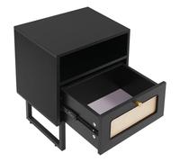 Dofanqing Mesa auxiliar de 40 x 29 x 56,49 cm, mesa auxiliar decorada y estante abierto, mesa auxiliar pequeña y estable con cajón para dormitorio (negro)