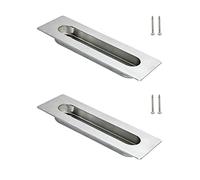 Dofu 2 Piezas tiradores empotrados,rectángulo y deslizantes Tiradores ocultos de acero inoxidable cepillado satinado,plateado (120 * 40mm)