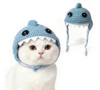 Dog and Cat Knitted Headgear Hats -Clothes Light & Soft Yarn Dog Hat Adjustable Cute Hats for Small Dogs,Cats,Party,Birthday,Outdoor Pet Hat (Blue)