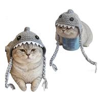 Dog and Cat Knitted Headgear Hats -Clothes Light & Soft Yarn Dog Hat Adjustable Cute Hats for Small Dogs,Cats,Party,Birthday,Outdoor Pet Hat (Gray)