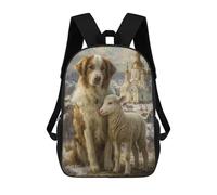 Dog And Lamb in Snowy Landscape 17inch Mochilas Escolares Impresas En 3D, Mochilas Escolares De Moda Para Niños De Primaria Y Secundaria