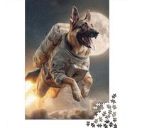 Dog Astronaut in Space Rompecabezas Imposible,desafío for Adults Entretenimiento Creativo 1000 Piezas Obra De Arte De Juego De para Adultos Y Niños 38x26cm/1000pcs