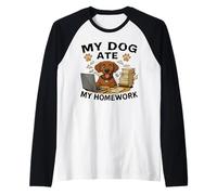 Dog Ate My Homework Funny Golden Retriever Lover Boys Girls Camiseta Manga Raglan
