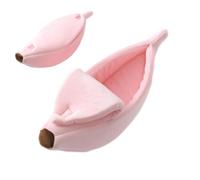 Dog Banana Bed Half-Open Lid Design Short Plush Fabric Yellow Sleep Nest