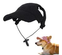 Dog Baseball Cap with Ear Holes, Adjustable Pet Sun Protection Hat, Outdoor Summer Sunbonnet Visor Hat for Small Medium Dogs (Black)