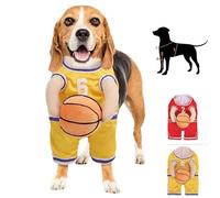 Dog Basketball Costume with Ball, Basketball Dog Costume, Dog Basketball Player Costume, Dog Basketball Costume, Dog Basketball Halloween Costume, Holding Balldog Basketball Jersey Costume (L,Yellow)