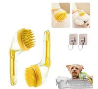 Dog Bath Brush, Comfortable Dog Bath Brush with Soap Dispenser, 2025 New 2 in 1 Dog Bath Brush, for Pet Washing & Showering (yellow)