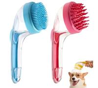 Dog Bath Brush, Dog Shampoo Brush, Long Handle for Shower Daily Cleaning, Pet Bath Massage with Soap Dispenser (2PCSC)