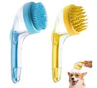 Dog Bath Brush, Dog Shampoo Brush, Long Handle for Shower Daily Cleaning, Pet Bath Massage with Soap Dispenser (2PCSA)