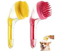 Dog Bath Brush, Dog Shampoo Brush, Long Handle for Shower Daily Cleaning, Pet Bath Massage with Soap Dispenser (2PCSD)