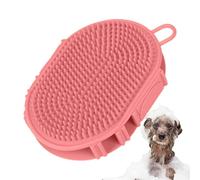 Dog Bath Brush - Puppy Cleaning Massage Tool for Pet Grooming | Silicone Bristle Scrubber with Shampoo Dispenser Handheld Bathing Groomers Veterinary Salon Home Bathroom Care Routine Use
