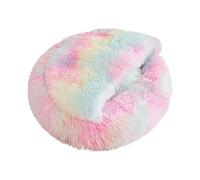 Dog Bed Medium Size, Rainbow Cat Bed, Burrow Dog Bed, Cozy Cat House, Donut Dog Bed, Pet Furniture For Winter, Indoor Pet Bed, Soft Dog Bed, Colorful Cat Bed, Snug Pet Sleeping Space,