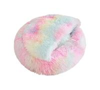 Dog Bed, Rainbow Cat Bed, Cozy Burrow Dog Bed, Plush Donut Pet Bedding, Warm Calming Cushion, Soft Pet Furniture, Comfortable Sleep Nest For Cat, Small Dog, Home, Indoor, Winter