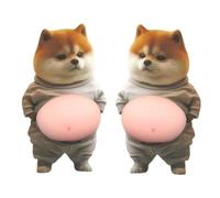 Dog Belly Sticker - 2 Pieces Soft 3D Squeezable Decal for Fun Touch Experience, Cute Design with Stress Relief Feature for Kids Adults, Laptops, Phone Cases, Notebook, Journal Crafts, Party Favor Use