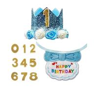 Dog Birthday Decorations Set, Adjustable Pet Scarf and Number Hat Costume for Puppy Cat Party Celebration, Soft Comfortable Party Outfit Design, Pet Birthday Decor for Home Indoor Small Animal